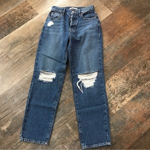 PacSun High Rise Straight Jeans Distressed button up